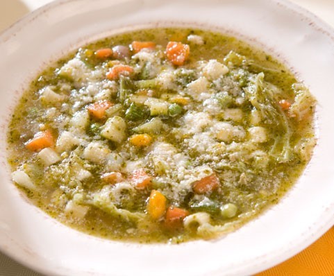 Seasonal Minestrone (vegetable soup) with Grana cheese